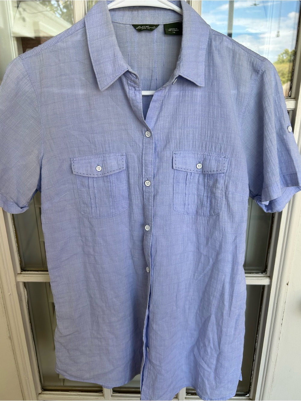 Eddie Bauer Light Blue Short-Sleeve Button Down Shirt